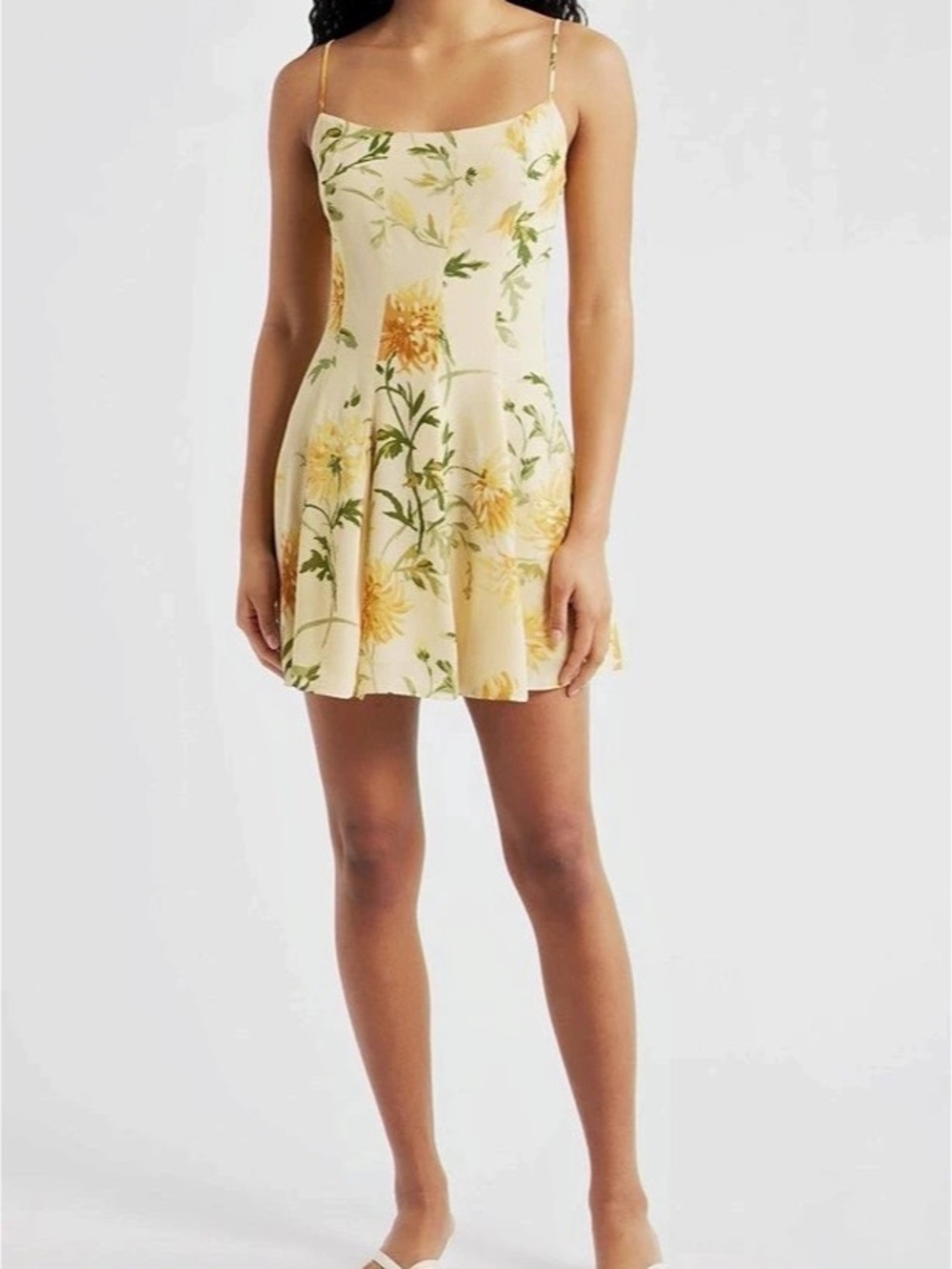 Reformation Annelise Floral Mini Dress in Yellow & Green NWT Size 12